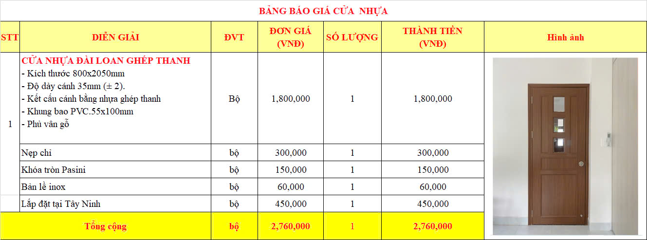 Cửa nhựa tại Tây Ninh